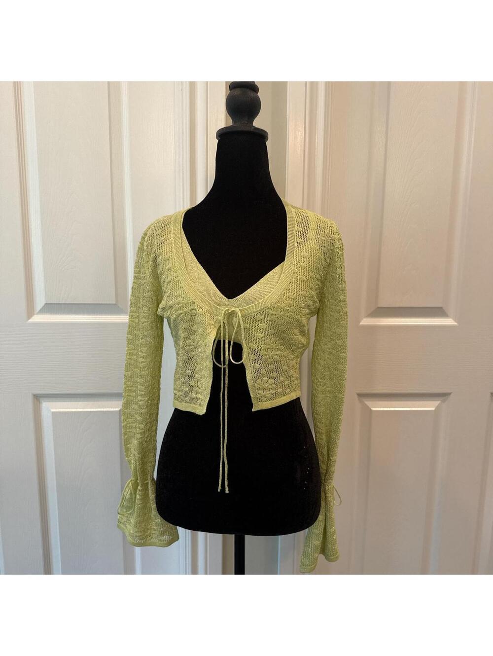 Zara Light Green Knit Cardigan with Matching Bralette